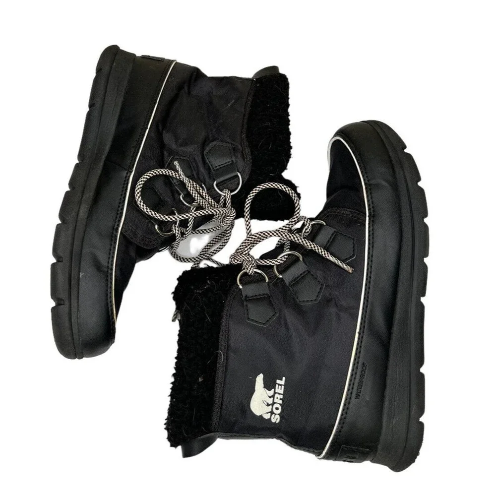 SOREL Explorer Carnival Boots Black/Sea Salt Women’s Size 8.5‎